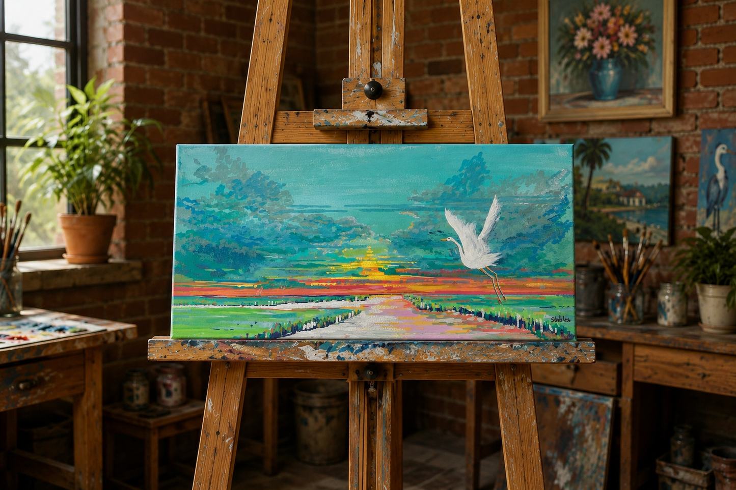 Egret Flight at Sunset